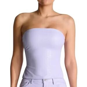 Naked Wardrobe Purple Faux Leather‎ Croc Strapless Crop Top Small 90s Bustier